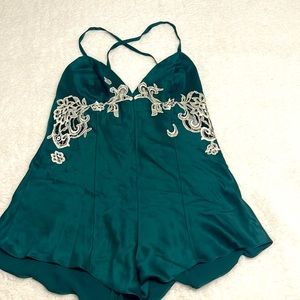 VICTORIA'S SECRET  Collection Green Satin, Lace & Sequin vintage